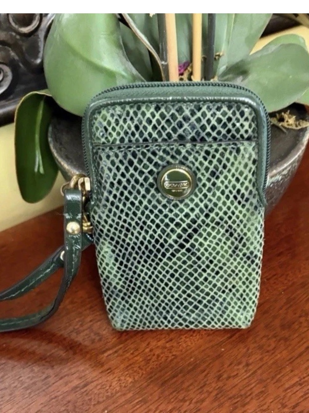 Coach Signature Snake
Embossed Universal Phone Case
Wristlet Green F67040